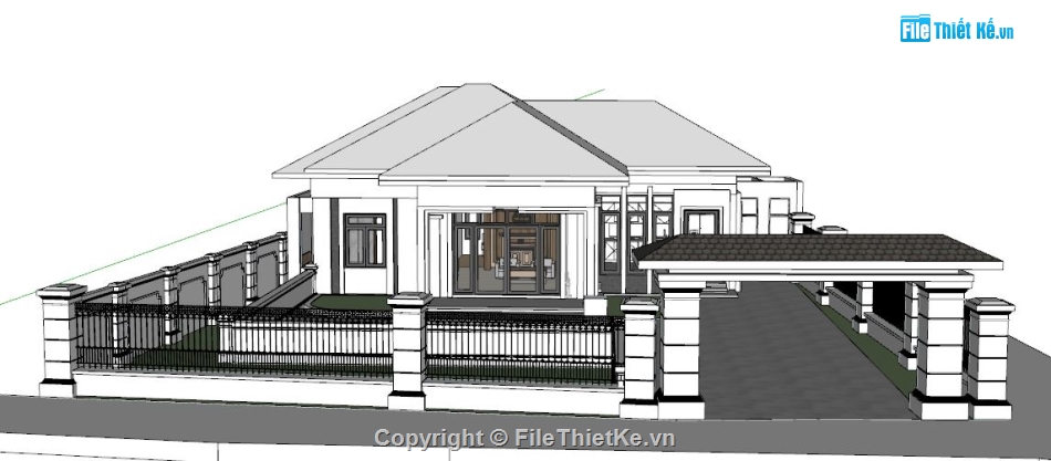 File sketchup Biệt thự  1 tầng,sketchup Biệt thự  1 tầng,sketchup Biệt thự,biệt thự  sketchup,Sketchup nhà 1 tầng,Sketchup mái nhật