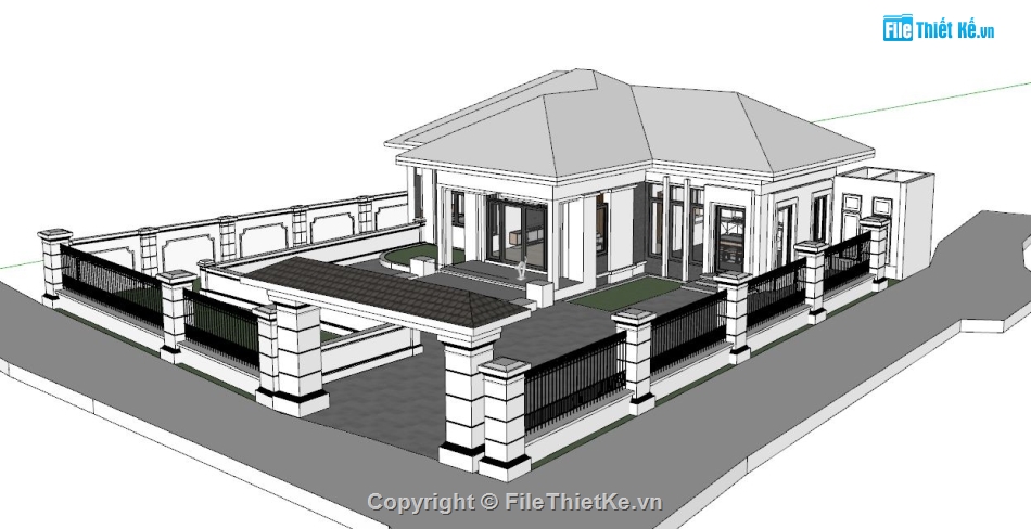 File sketchup Biệt thự  1 tầng,sketchup Biệt thự  1 tầng,sketchup Biệt thự,biệt thự  sketchup,Sketchup nhà 1 tầng,Sketchup mái nhật