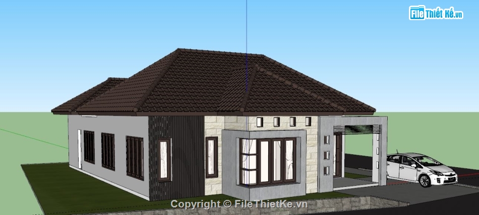 biệt thự 2 tầng file su,biệt thự 1 tầng sketchup,biệt thự 1 tầng,sketchup biệt thự 1 tầng