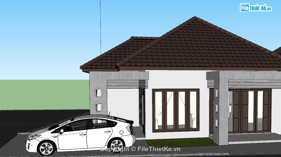 biệt thự 2 tầng file su,biệt thự 1 tầng sketchup,biệt thự 1 tầng,sketchup biệt thự 1 tầng