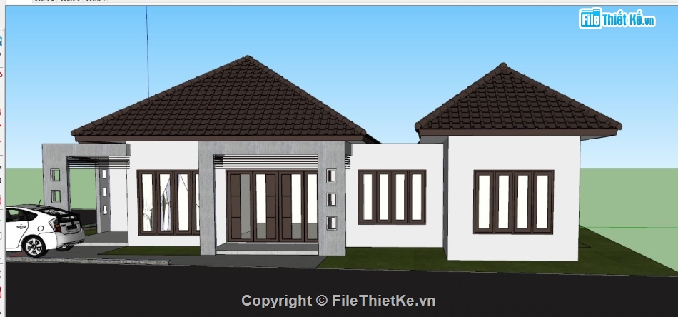 biệt thự 2 tầng file su,biệt thự 1 tầng sketchup,biệt thự 1 tầng,sketchup biệt thự 1 tầng