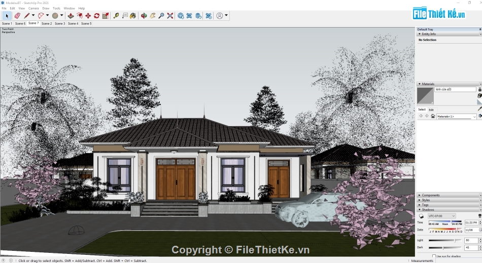 Sketchup biệt thự 1 tầng,File biệt thự sketchup,model su biệt thự 1 tầng,sketchup biệt thự 1 tầng mái nhật