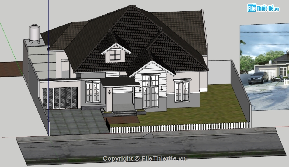 file su biệt thự 1 tầng,model su biệt thự 1 tầng,model sketchup biệt thự 1 tầng,biệt thự 1 tầng file su