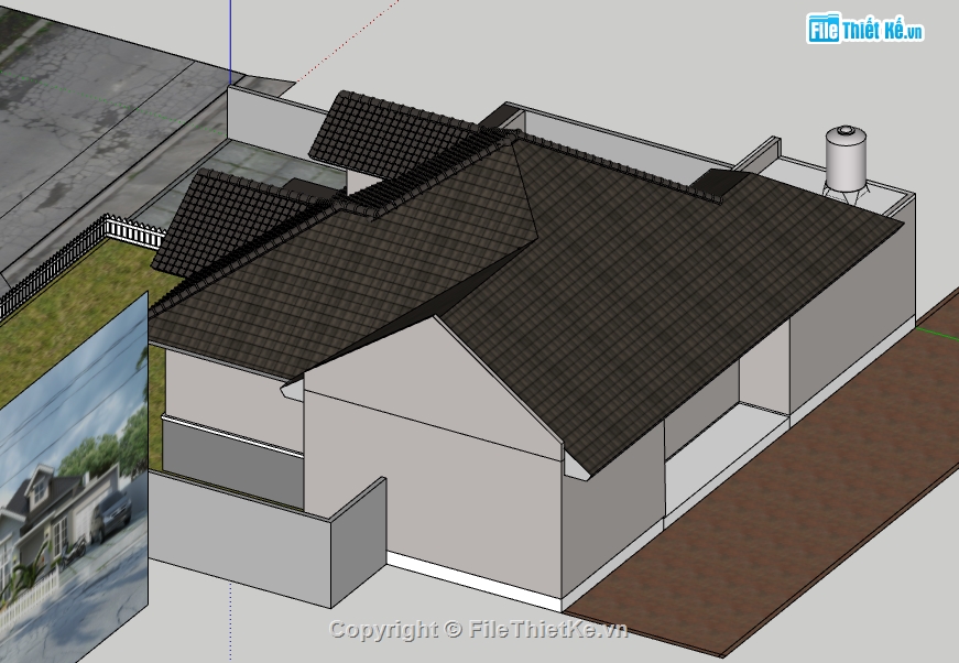 file su biệt thự 1 tầng,model su biệt thự 1 tầng,model sketchup biệt thự 1 tầng,biệt thự 1 tầng file su