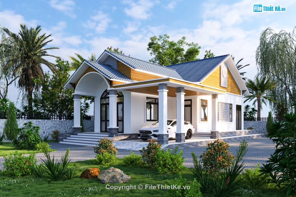 File su biệt thự mái thái,File sketchup mái thái 1 tầng,sketchup biệt thự 1 tầng,Model su biệt thự 1 tầng,Biệt thự 1 tầng mái thái