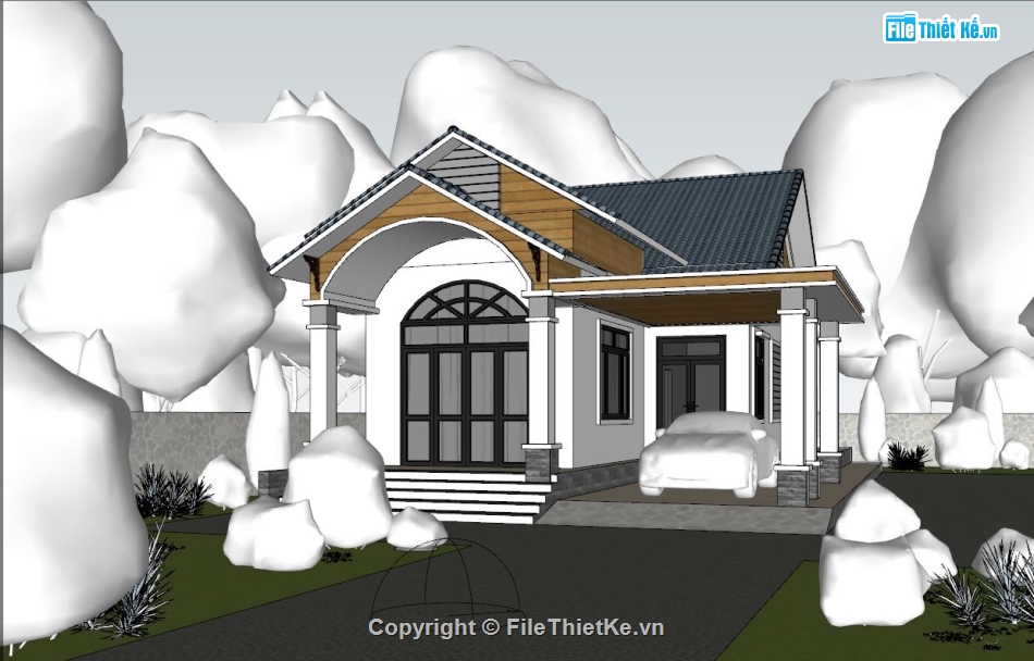 File su biệt thự mái thái,File sketchup mái thái 1 tầng,sketchup biệt thự 1 tầng,Model su biệt thự 1 tầng,Biệt thự 1 tầng mái thái