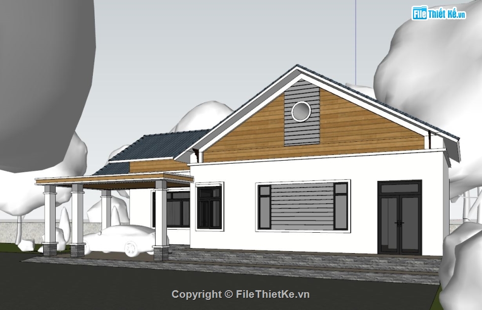 File su biệt thự mái thái,File sketchup mái thái 1 tầng,sketchup biệt thự 1 tầng,Model su biệt thự 1 tầng,Biệt thự 1 tầng mái thái