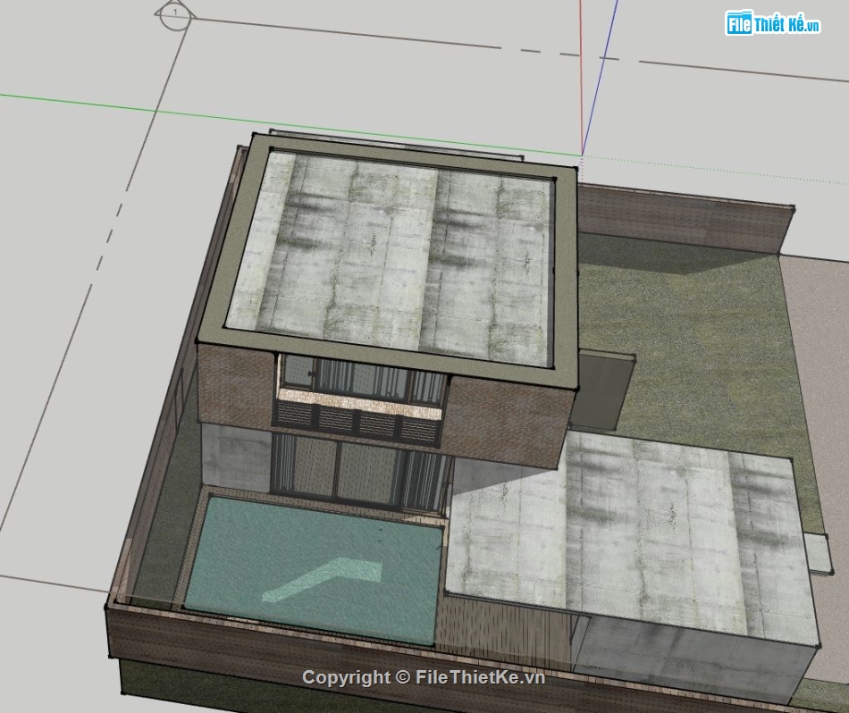 biệt thự 2 tầng,sketchup biệt thự,mẫu su biệt thự 2 tầng,phối cảnh biệt thự 2 tầng