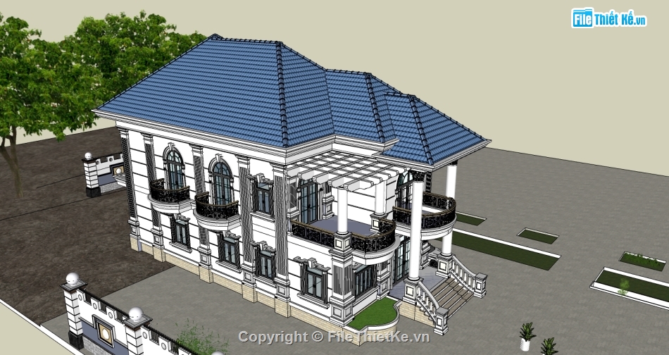 3d biệt thự 2 tầng sketchup,biệt thự 2 tầng sketchup,sketchup biệt thự 2 tầng