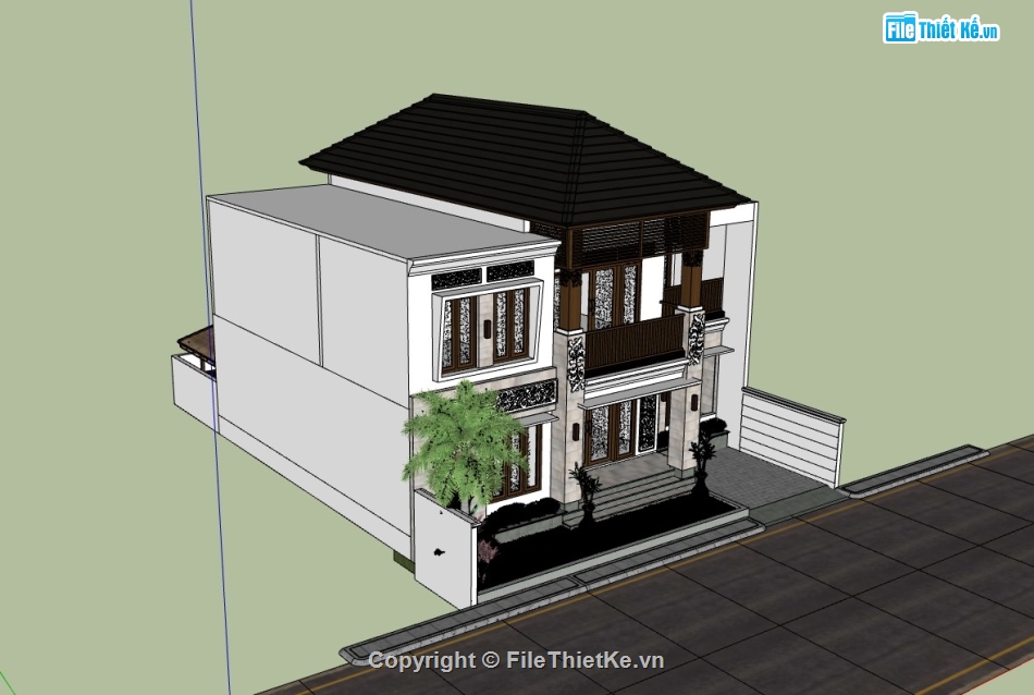 biệt thự 2 tầng,biệt thự sketchup,sketchup biệt thự,su biệt thự 2 tầng