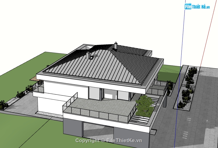 biệt thự 2 tầng sketchup,biệt thự 2 tầng file su,file su biệt thự 2 tầng,model su biệt thự 2 tầng