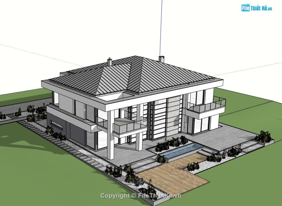 biệt thự 2 tầng sketchup,biệt thự 2 tầng file su,file su biệt thự 2 tầng,model su biệt thự 2 tầng