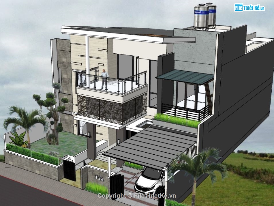 Biệt thự 2 tầng,file su biệt thự 2 tầng,model su biệt thự 2 tầng,sketchup biệt thự 2 tầng,biệt thự 2 tầng file su