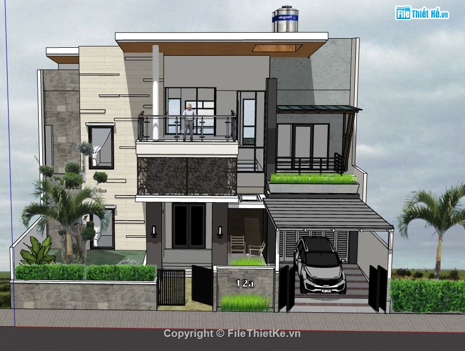 Biệt thự 2 tầng,file su biệt thự 2 tầng,model su biệt thự 2 tầng,sketchup biệt thự 2 tầng,biệt thự 2 tầng file su