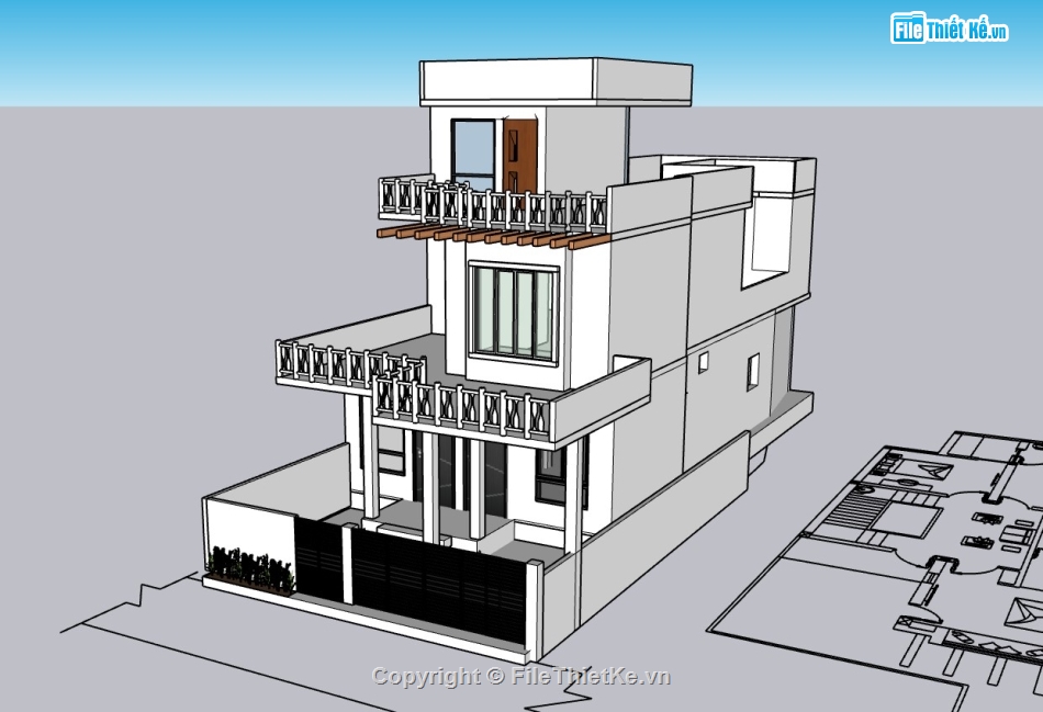 Biệt thự,su biệt thự,sketchup biệt thự,su biệt thự 2 tầng