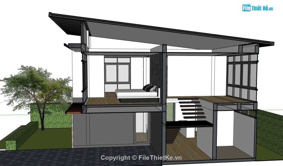 biệt thự 2 tầng,biệt thự sketchup,File sketchup biệt thự 2 tầng,mẫu biệt thự 2 tầng