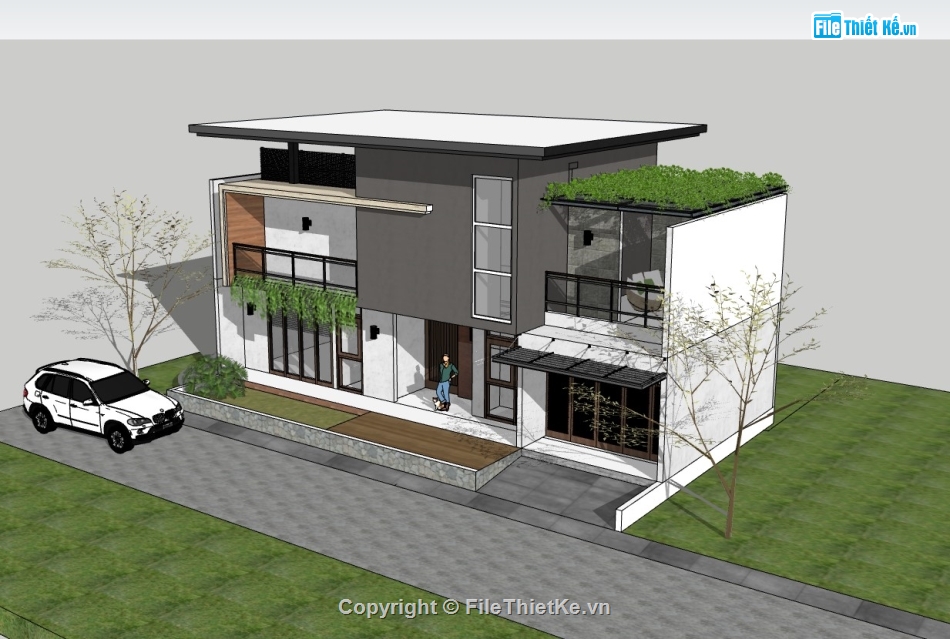 biệt thự,su biệt thự,sketchup biệt thự,su biệt thự 2 tầng,sketchup biệt thự 2 tầng