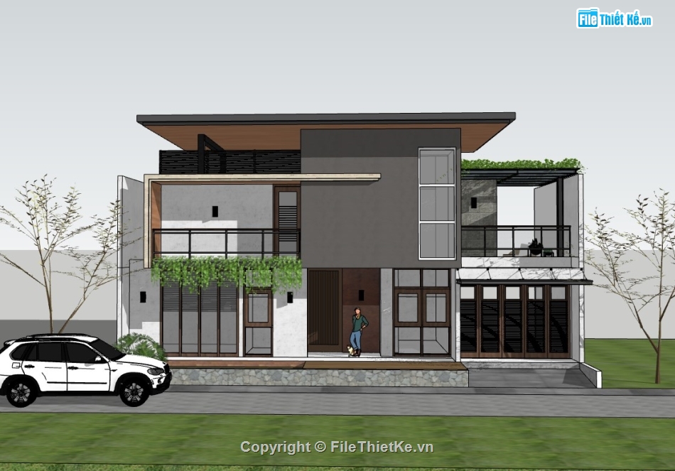 biệt thự,su biệt thự,sketchup biệt thự,su biệt thự 2 tầng,sketchup biệt thự 2 tầng