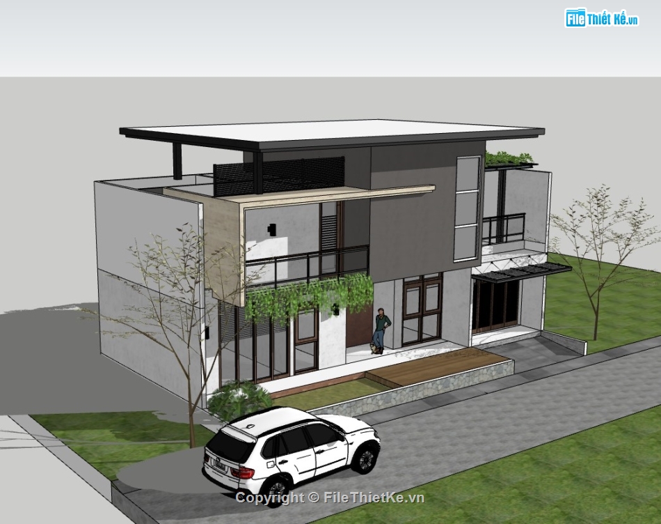 biệt thự,su biệt thự,sketchup biệt thự,su biệt thự 2 tầng,sketchup biệt thự 2 tầng