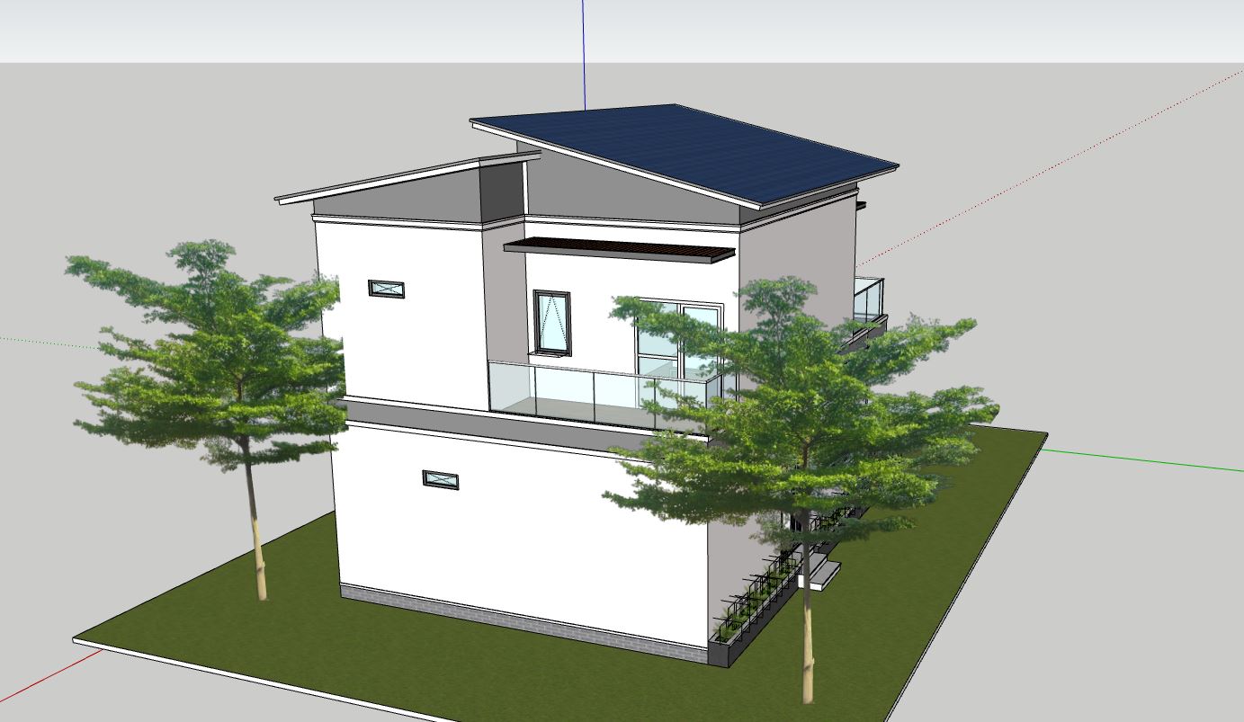 biệt thự 2 tầng,biệt thự sketchup,mẫu sketchup biệt thự 2 tầng,thiết kế biệt thự 2 tầng