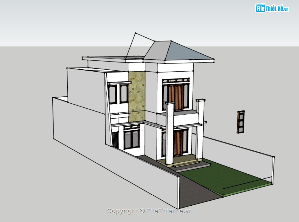 biệt thự 2 tầng,su biệt thự,sketchup biệt thự