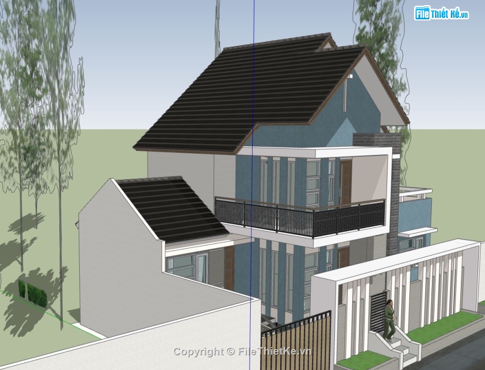 biệt thự 2 tầng,sketchup biệt thự 2 tầng,phối cảnh biệt thự 2 tầng,thiết kế biệt thự 2 tầng,mẫu biệt thự 2 tầng