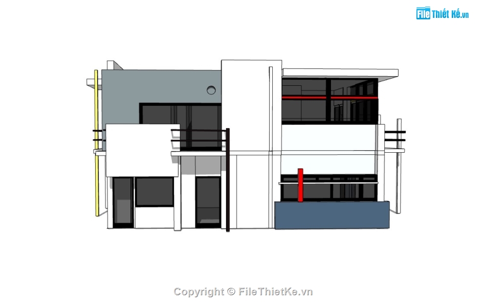 biệt thự 2 tầng,biệt thự sketchup,sketchup biệt thự