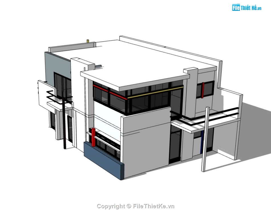 biệt thự 2 tầng,biệt thự sketchup,sketchup biệt thự