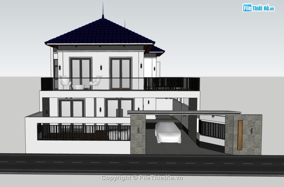 biệt thự 2 tầng,biệt thự sketchup,su biệt thự 2 tầng,sketchup biệt thự