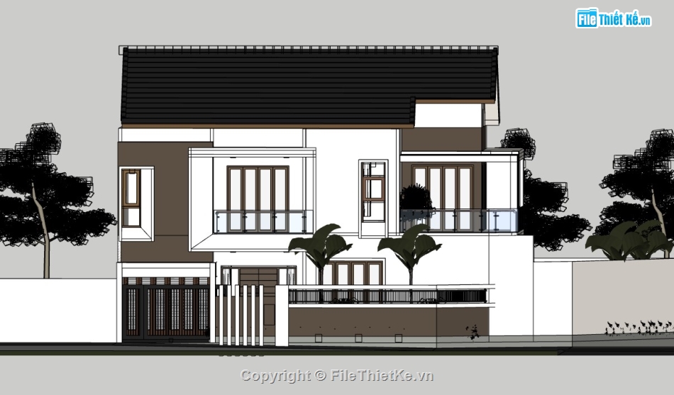 biệt thự 2 tầng,su biệt thự 2 tầng,sketchup biệt thự 2 tầng,model su biệt thự 2 tầng