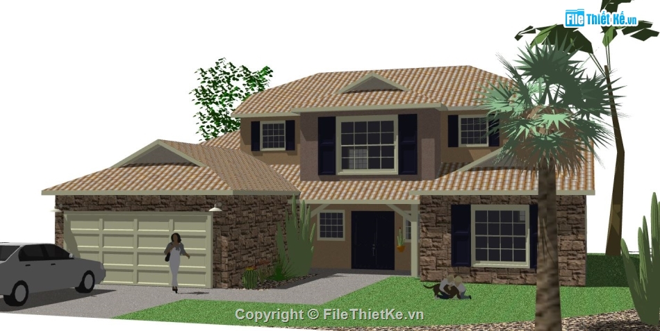 biệt thự 2 tầng,biệt thự sketchup,sketchup biệt thự,File sketchup biệt thự 2 tầng,sketchup biệt thự 2 tầng