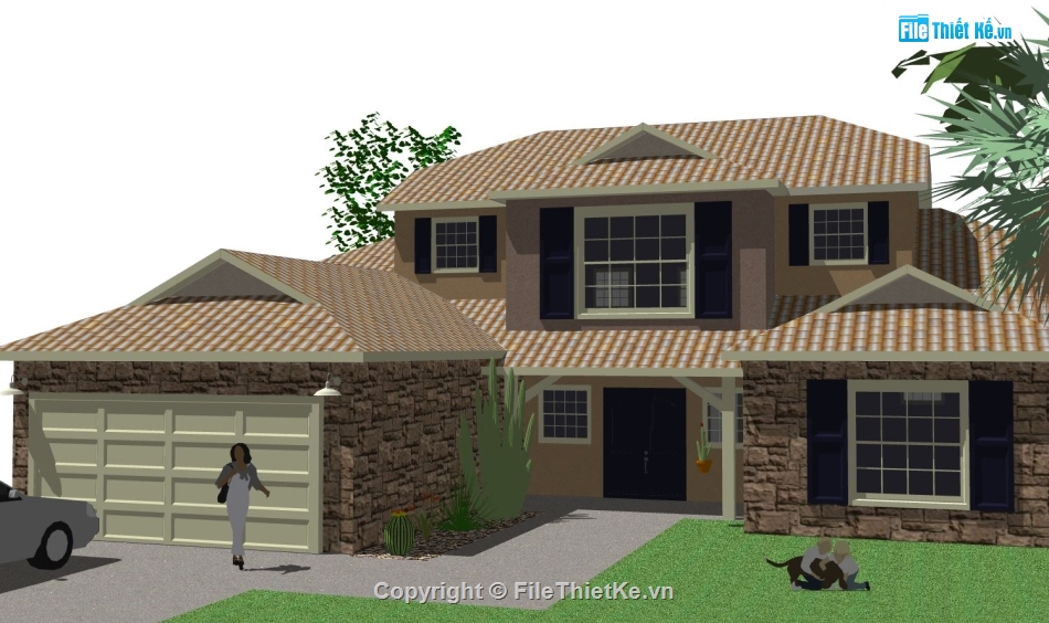 biệt thự 2 tầng,biệt thự sketchup,sketchup biệt thự,File sketchup biệt thự 2 tầng,sketchup biệt thự 2 tầng