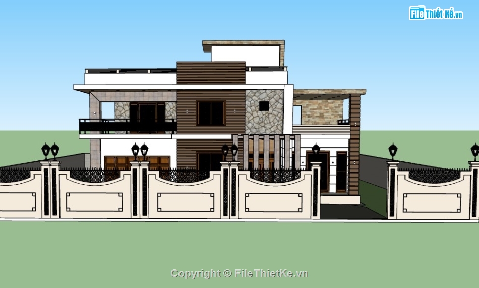 biệt thự hiện đại,biệt thự 2 tầng,biệt thự sketchup,sketchup biệt thự,File sketchup biệt thự 2 tầng hiện đại,File sketchup biệt thự 2 tầng