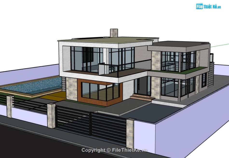 biệt thự 2 tầng,File sketchup biệt thự 2 tầng,biệt thự sketchup,sketchup biệt thự,su biệt thự