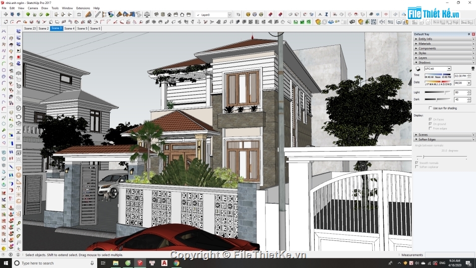 file cad nhà 2 tầng 7.8x10.9m,mẫu nhà 2 tầng sketchup,Mẫu su nhà 2 tầng đẹp,thiết kế nhà 2 tầng sketchup