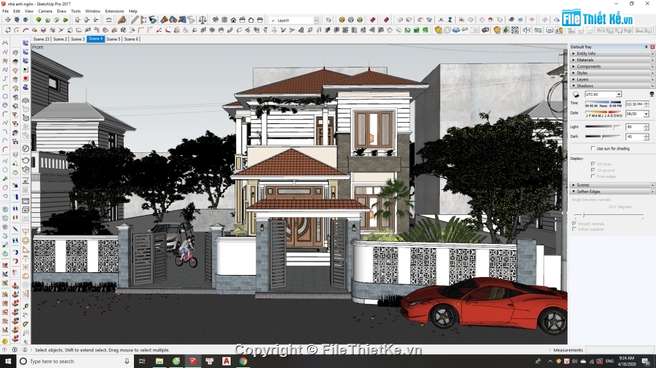 file cad nhà 2 tầng 7.8x10.9m,mẫu nhà 2 tầng sketchup,Mẫu su nhà 2 tầng đẹp,thiết kế nhà 2 tầng sketchup