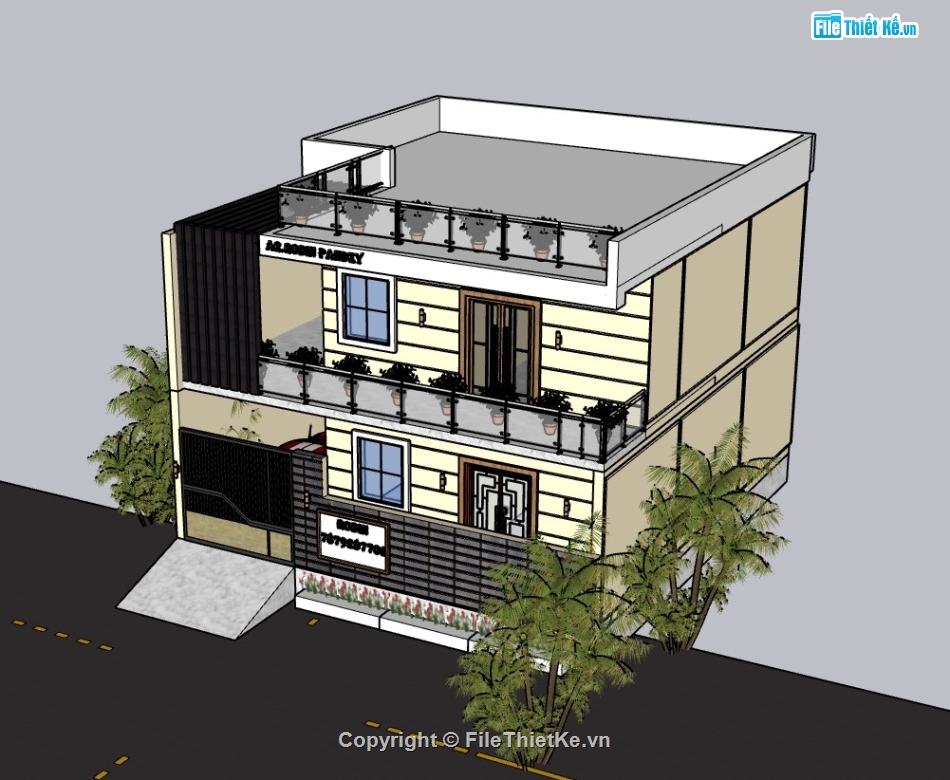 biệt thự 2 tầng,su biệt thự,sketchup biệt thự,biệt thự 2 tầng đẹp,biệt thự sketchup