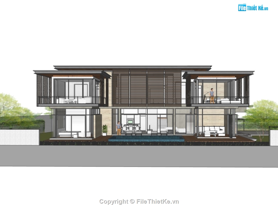 biệt thự hiện đại,su biệt thự,sketchup biệt thự,su biệt thự 2 tầng,sketchup biệt thự 2 tầng