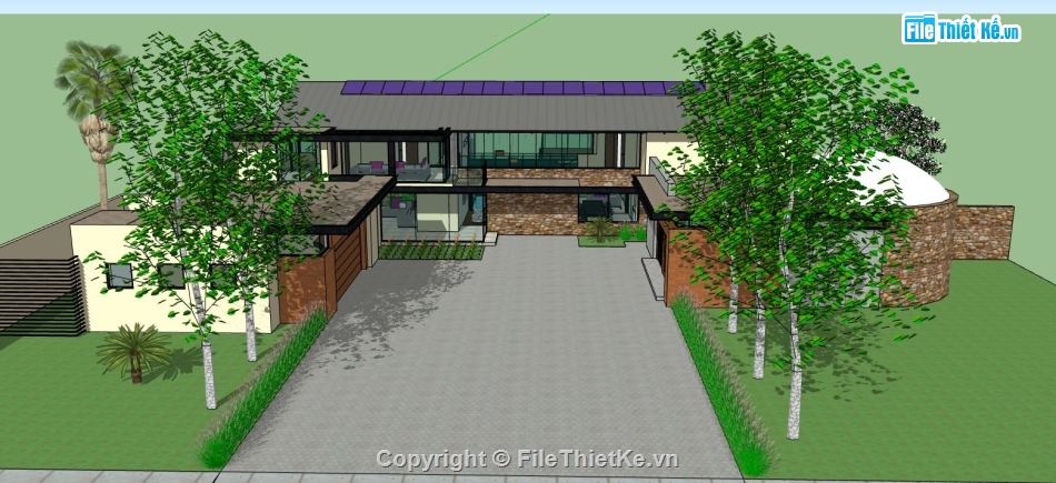 biệt thự 2 tầng,biệt thự sketchup,sketchup biệt thự 2 tầng,file su biệt thự 2 tầng