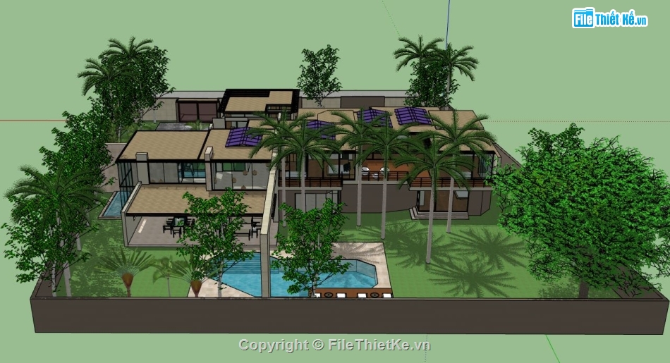 biệt thự 2 tầng,biệt thự sketchup,sketchup biệt thự,file sketchup biệt thự 2 tầng