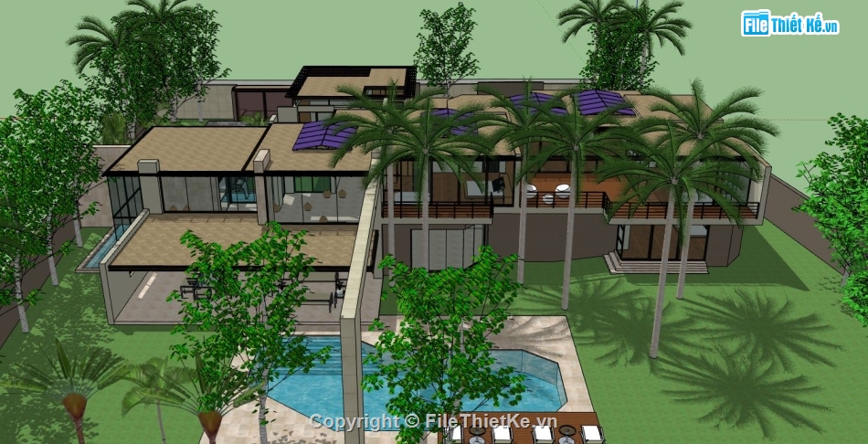 biệt thự 2 tầng,biệt thự sketchup,sketchup biệt thự,file sketchup biệt thự 2 tầng