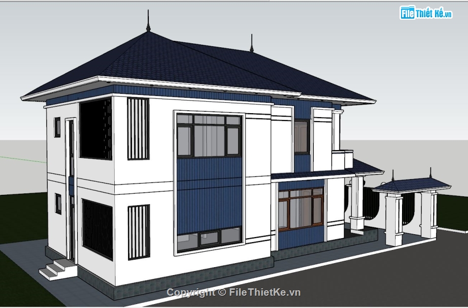 File Sketchup biệt thự 2 tầng,sketchup biệt thự 2 tầng,Biệt thự file sketchup,File sketchup biệt thự 8.5x15m,Model su biệt thự 2 tầng,File su biệt thự 2 tầng