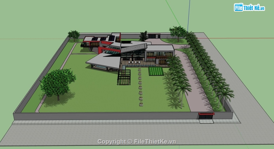 biệt thự sketchup,sketchup biệt thự,model su biệt thự 2 tầng,file su biệt thự 2 tầng