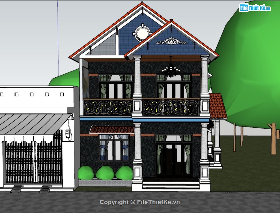 Sketchup biệt thự 2 tầng,File su biệt thự 2 tầng,mẫu biệt thự sketchup,thiết kế biệt thự 2 tầng sketchup,mẫu biệt thự 2 tầng sketchup