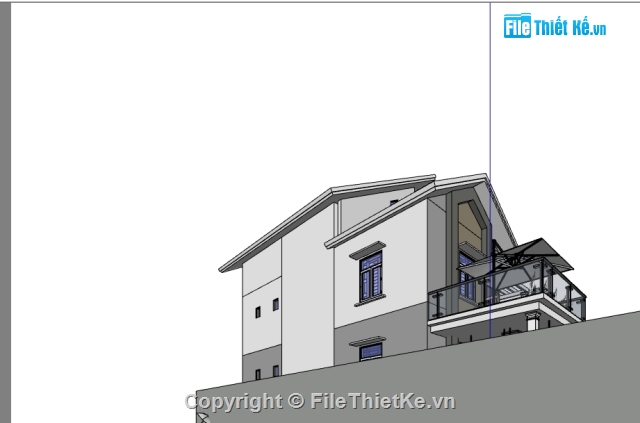 2 tầng,File CAD Biệt thự 2 tầng,Biệt thự 2 tầng rưỡi,nhà 2 tầng mái lệch