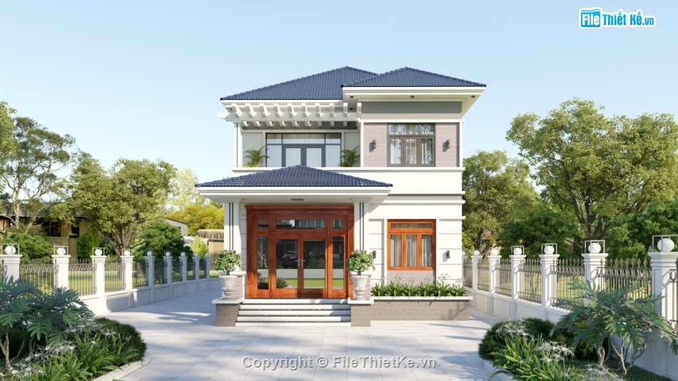 model 3d biệt thự 2 tầng,bản vẽ biệt thự 2 tầng,biệt thự sketchup,biệt thự 2 tầng