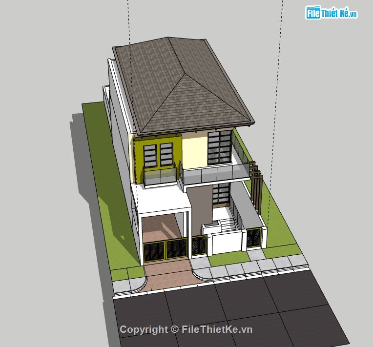 Biệt thự 2 tầng mái nhật,Biệt thự  2 tầng,model su biệt thự 2 tầng,file sketchup biệt thự 2 tầng,biệt thự 2 tầng file sketchup