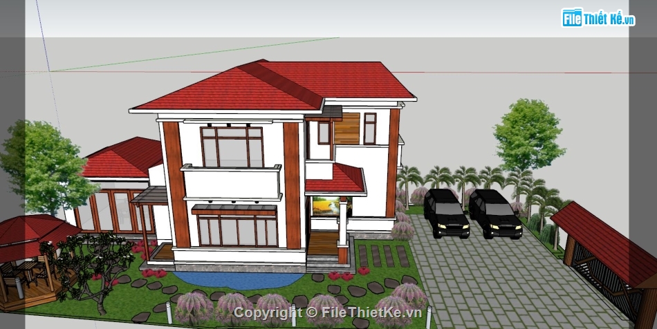 File sketchup biệt thự 2 tầng,Sketchup biệt thự 2 tầng,biệt thự 2 tầng sketchup,3D biệt thự 2 tầng sketchup,Model su  biệt thự 2 tầng,Biệt thự 2 tầng 9x11.5m