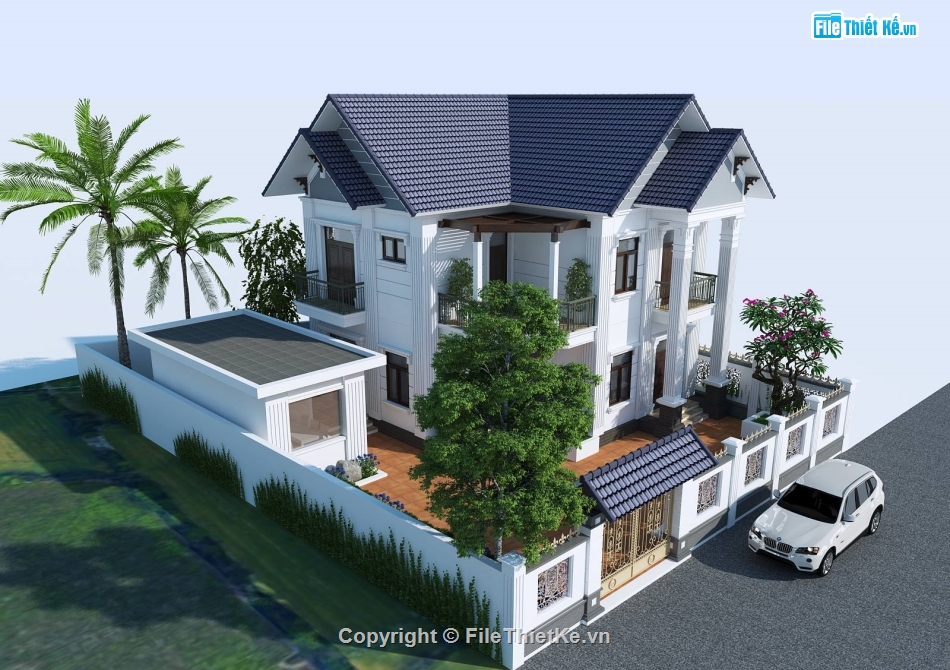 file su biệt thự 2 tầng,mẫu sketchup biệt thự 2 tầng,sketchup biệt thự 2 tầng,model su biệt thự 2 tầng,Model su biệt thự 16.55x23.7m