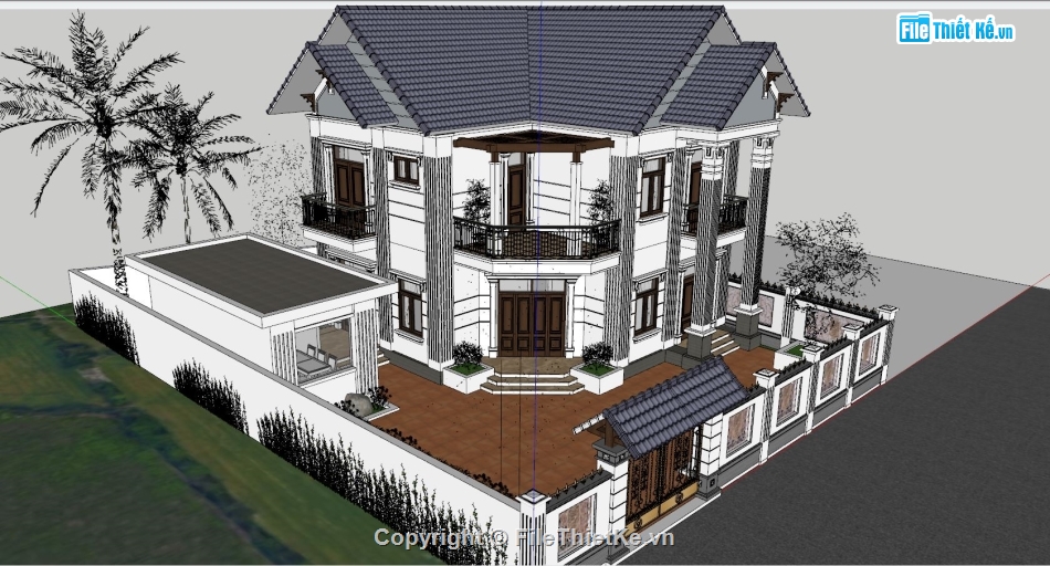 file su biệt thự 2 tầng,mẫu sketchup biệt thự 2 tầng,sketchup biệt thự 2 tầng,model su biệt thự 2 tầng,Model su biệt thự 16.55x23.7m